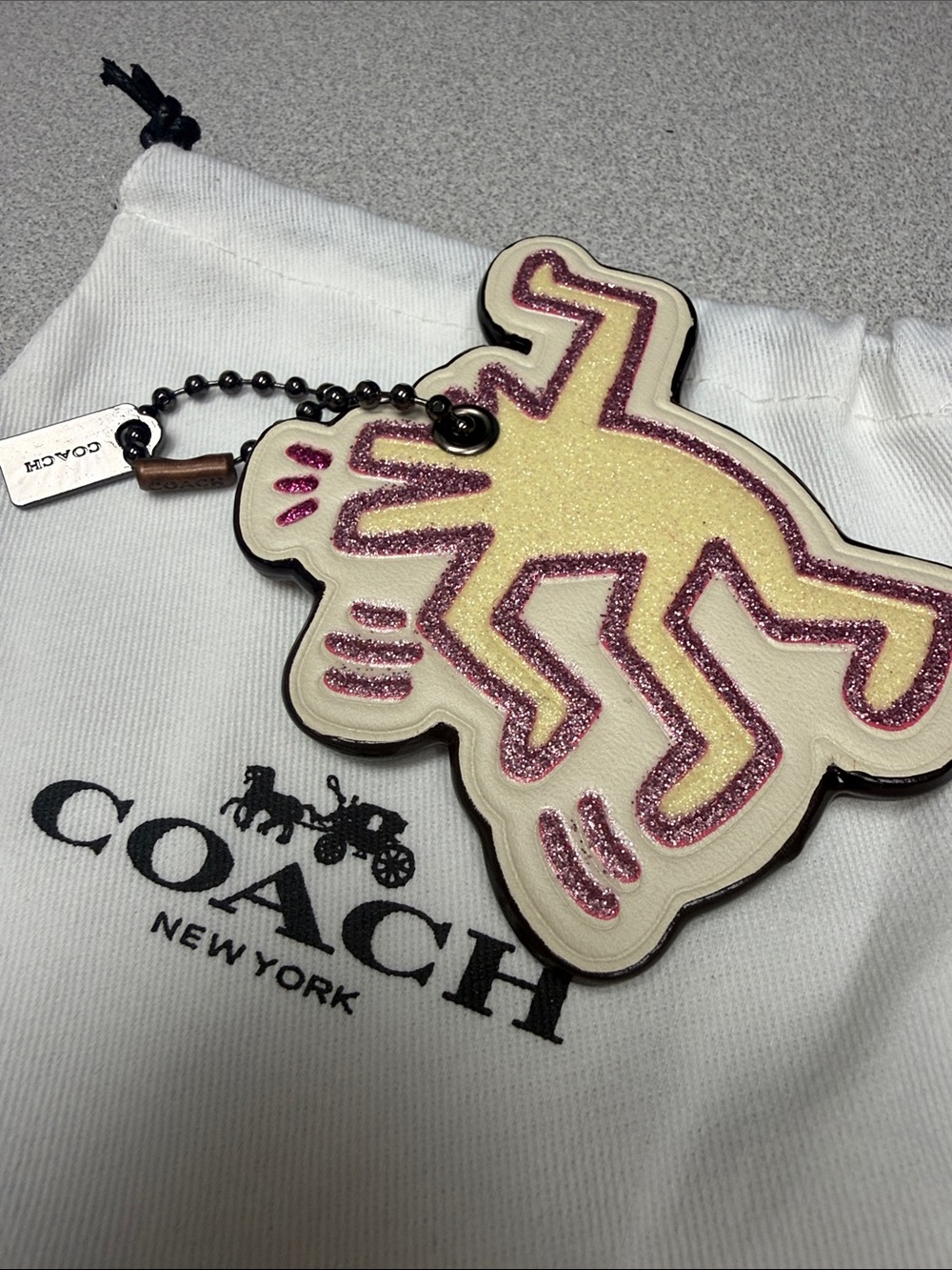 Coach X Keith Haring Outline Dancing Dog Key & Card Holder with Bag
